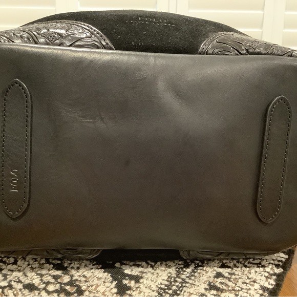 Authentic Polo Ralph Lauren Medium Suede Buckle Tote - Picture 8 of 13